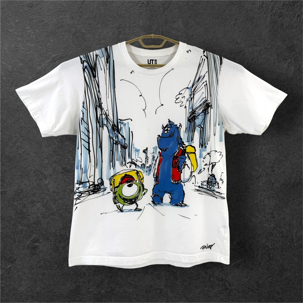 Uniqlo UT Disney Pixar Monsters Inc Sketch Graphic T-Shirt White Large 420088